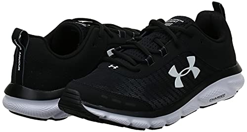 Under Armour mens Charged Assert 8 Running Shoe, Black/White, 12 US