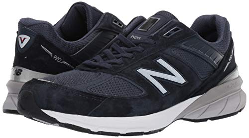 New Balance Men's Made in US 990 V5 Sneaker, Navy/Silver, 7