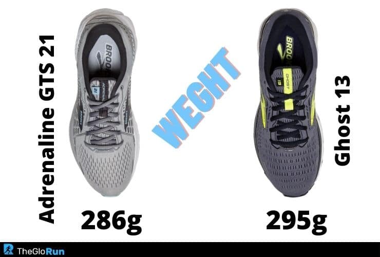 Brooks Ghost vs Brooks Adrenaline GTS Weight